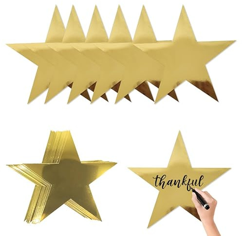 50 Stück goldene fünfzackige Sterne, Papiersterndekorationen, fünfzackige Sternsilhouetten aus Pappe, Party-Requisiten, geeignet für Geburtstagsfeiern, Papierschneiden, Heimwerken, Geschenkverpackung