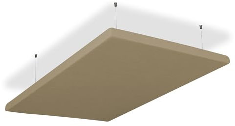 SILENT4® Schallabsorber Decke 114x72x5cm Akustikbild Akustikpaneele aus Akustikvlies, Seilmontage, messbar verbesserte Raumakustik durch Akustikplatten mit waschbarem Stoffbezug in Sand