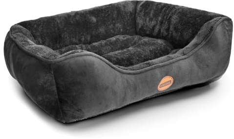 Nobleza Hundebett für Kleine und Mittelgroße Hunde, Katzen - Rutschfester Hundekorb Mit Superweicher Faserfüllung, Waschbar, Schwarz, 67x57cm
