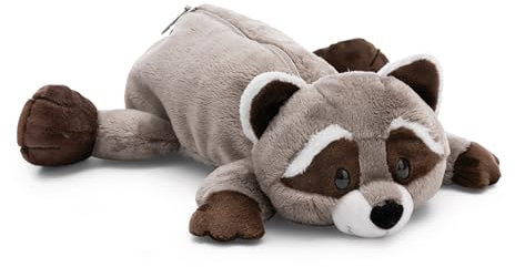 NICI Mäppchen Waschbär Lenno 25x8x9cm grau - Flauschiges Federmäppchen für Mädchen und Frauen, Schultäschchen, Büro- oder Kosmetikmäppchen,weiches Plüschmäppchen