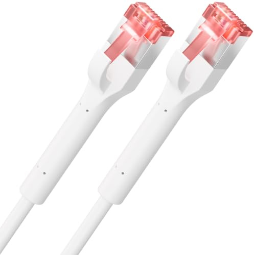 deleyCON 10m CAT6a Slim Patchkabel RJ45 10 Gbit/s Kupfer POE - Weiß | Gigabit Netzwerkkabel, Ethernet Cable, CAT 6 LAN Kabel, RJ45 Stecker, für Patchpanel, PC, PS5, Router, Modem, TV, Laptop