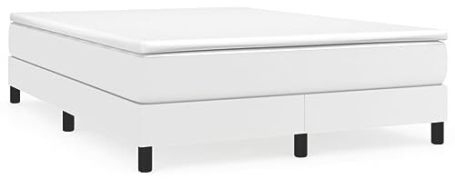 ZQQLVOO Bed Frame Lattenrost Palettenbett Bodenbett Boxspringbett Weiß 140x200 cm Kunstleder