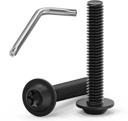 20 stycken M6 x 35 mm linshuvudskruvar svart, M6-skruvar med fläns, A2 V2A rostfria skruvar Torx, flänsskruvar maskinskruvar helgängade med torx-nyckel för möbelanslutning