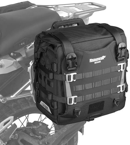 Rhinowalk Motorcycle Saddlebags Waterproof Tail Bag Luggage Bags Quick Release Side Bags 35L~45L Expandable with Molle System, Reflective Safety, Black (1pc)