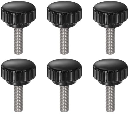 QUARKZMAN 6 Pcs Tornillo Moleteado M6x20mm Negro Acero Inoxidable Negro