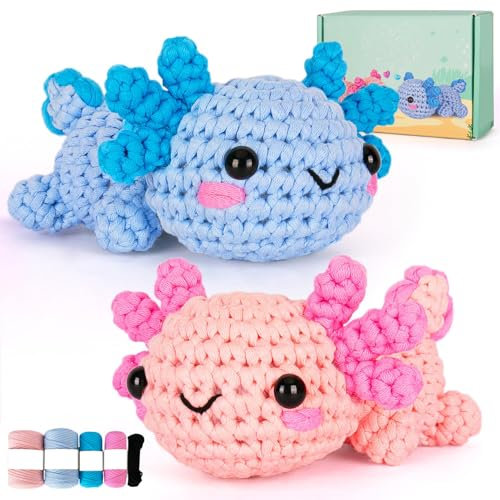 LYKTRIX Häkelset für Anfänger, 2Pack Häkelset Tiere und Strickset für Anfänger mit Videoanleitungen, Geeignet zum Häkeln für Kinder und Erwachsene ab 13 Jahren