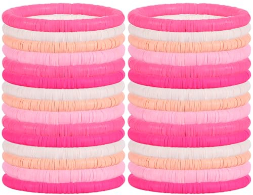 LEGENTLISUR 30 Pieza Pulsera Heishi De Surfista Joyas Preppy Coloridas Pulsera De Cuentas Estilo Preppy Para Mujeres Joyas De Playa De Verano Serie Rosa