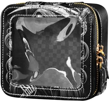 PDZRMY Mini Makeup Bag Scythe Skeleton Snake Small Clear Makeup Bag Cute Travel Cosmetic Bag Pouch Purse Car Purse Essentials for Women Makeup Purse Organizers Toiletry Bag