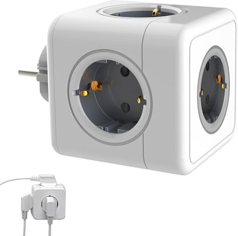 VHV 5 en 1 Chargeur Prise, Multiprise Cube Murale 4000W, Prise Multiple Parasurtenseur, pour Domicile, Bureau, Gris (1PC)