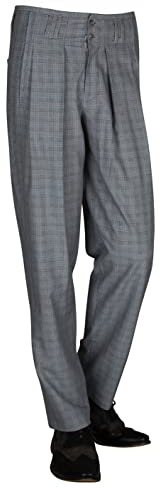 Karierte Retro Stoffhose für Herren mit weitem Schnitt. Perfekt für Swing, Tango - Rockabilly-Stil. Vintage Bundfaltenhose für Tanz - Elegante Looks. Größe 62