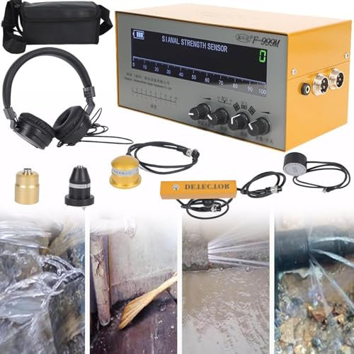 Lbxlhr Detector de Fugas de Agua Profesional, Monitor de Fugas de tuberías de Agua subterráneas con Pantalla Digital, Auriculares y Estuche de Transporte para Fugas de Agua