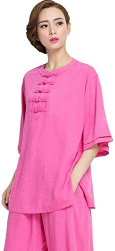 CYANGBO TaiChi Uniform,Tai Chi Clothing, Women Tai Chi Suit Cotton And Linen Kung Fu Uniforms Art Wing Chun Shaolin Kung Fu Tai Chi Uniform Clothing(Pink_Large)
