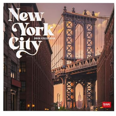 Legami Väggkalender 2026, New York, stor väggkalender, 12 månader och årsplanerare, 6 språk, anteckningsrum, stjärntecken, internationella helgdagar, 30 x 29 cm