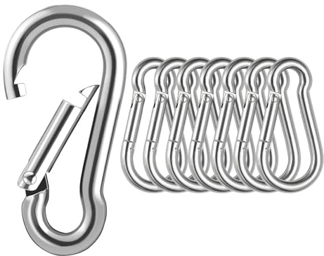 8 Stück Karabinerhaken Edelstahl 304,φ6x60mm,Carabiner Klein Karabiner Set,kleine Karabiner Edelstahl für Rucksack,Hundeleine,Schaukel,Wandern,Camping,Schlüsselanhänger