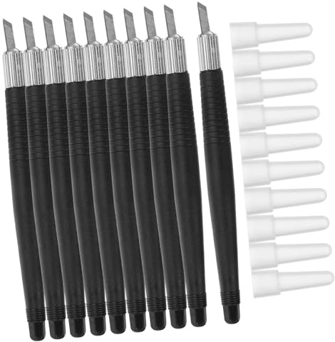 Artibetter Set di 10 Scalpelli da Intaglio Legno Impugnatura Nera in Plastica e Metallo, Presa Comoda per Lavori di Precisione
