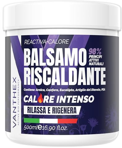 VANTHEX Crema Riscaldante Muscoli Sportiva 500 ML, Arnica Gel Forte Effetto Caldo, Balsamo Cavallo Riscaldante, Pomata Antinfiammatoria Forte, Crema Dolori Muscolari e Articolari Effetto Termico