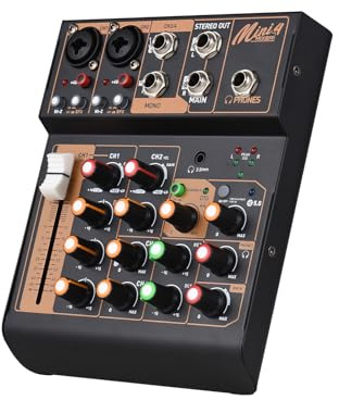 Miscelatore audio portatile a 4 canali console mixer mini miscelazione del suono con USB BT 48V Phantom Power 3 banda EQ Loopback Console audio audio per spettacoli dal vivo Festa