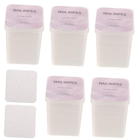 HAMPPLIES 5 Boxen Pack Fusselfreie Nagellackentferner Tücher aus Weicher Baumwolle Saugfähige Gel und Nagel Reinigungspads Langlebige Wiederverwendbare Nagelpflege Wipes für Empfindliche