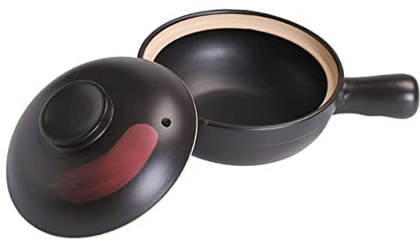 LOLIPPYY Pentola in Argilla per Gas da Cucina Casseruola con Manico Resistente Temperature Piatto per Riscaldamento Uniforme per Zuppe e Stufati Domestici Nero Rosso