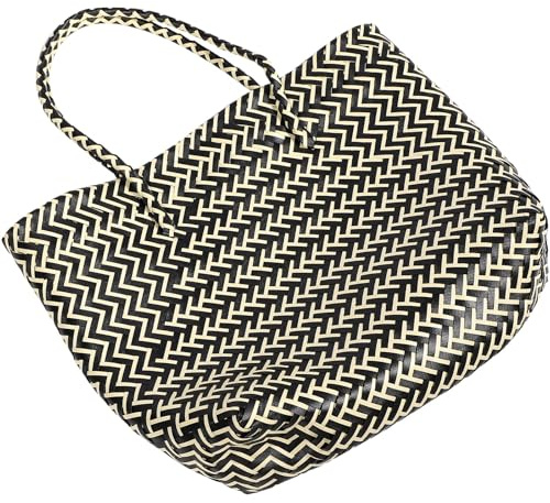 ibasenice Panier Tressé Léger et Portable avec Anse Grand de Rangement Multifonction pour Camping Courses et Pique- Panier Fait Main Pratique pour Fruits et Stockage Urbain