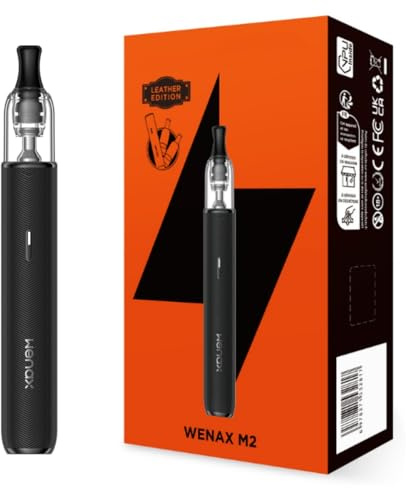 For Geekvape Wenax M2 Kit Vape Pen 16 W Versione in pelle (Volcanic Black) Batteria 1200 mAh | 2 ml Cartuccia Wenax M1 V2 0,8 Ω MTL | Riempimento laterale | Tipo C 5V/2A Ricarica rapida - No Nicotine