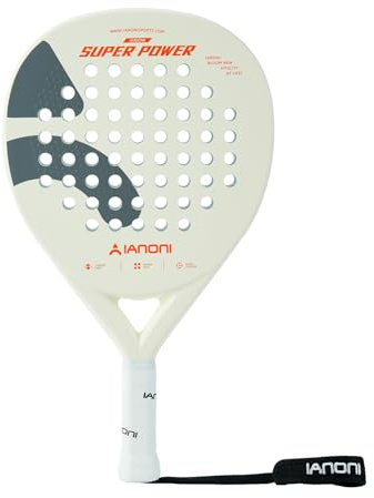 ianoni Padel Racket Carbon Fiber + 3D Surface with EVA Memory Flex Foam Core Padel Paddle Tennis Racquets-Super Power-White