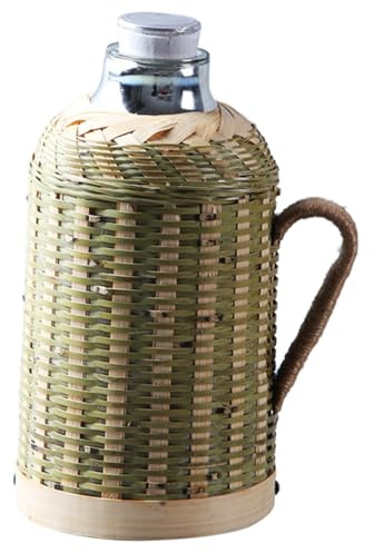 MUELODSIC Bottiglia d Acqua Isolata in Bambù Intrecciato per Bevande Calde e Fredde Brocca da Campeggio e Escursionismo Design Vintage Stile Casuale