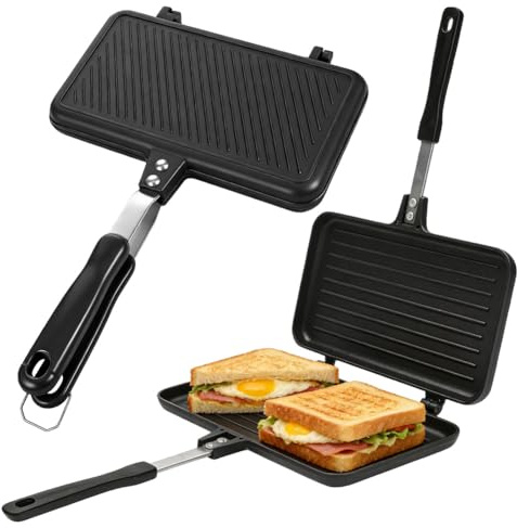 Yuragim Sandwichera para camping, sandwichera de doble cara, color negro