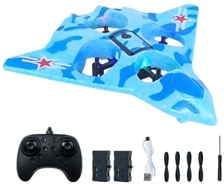 MotiveTech Remote Control Airplane Fighter Jet Easy to Play Lightweight Helicopter RC Plane for Teens Beginners Boys Birthday Gifts, Blue Double Battery