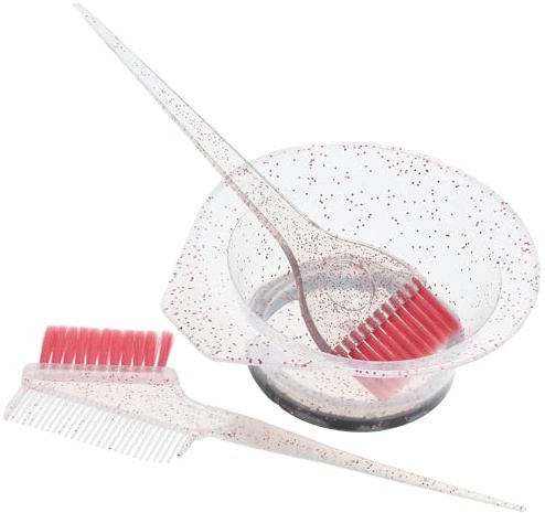 TOPPERFUN Kit de Tinte Cabello 3 Piezas Cuenco Transparente y Pincel de Cerdas Suaves, Herramienta Reutilizable para Mezclar y Aplicar Coloración en Salones y Uso Doméstico