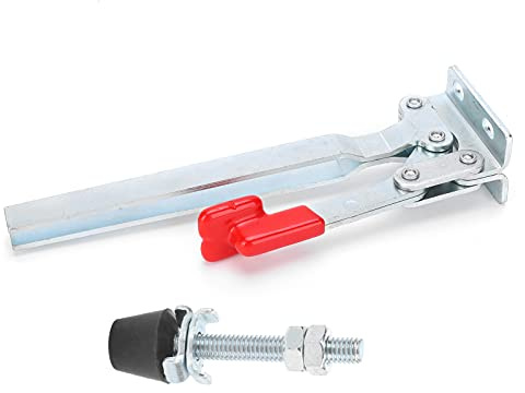FTVOGUE Abrazadera de Palanca para Soldadura Abrazadera de Palanca de Hierro Fundido y Acero Aleado Fuerza de Sujeción de 250 Kg Brazo Alargado de 165 Mm Accesorio Rápido para Plantillas de Soldadura