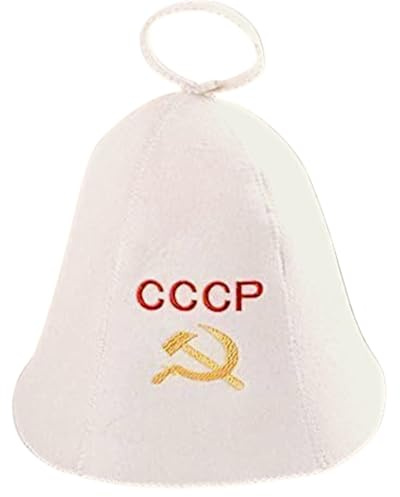 GMMH Bastuamhatt av ullfilt, bastumössa för kvinnor och män med ryska talesätt (CCCP-1008), filt huvudskydd bastumössa filt hatt hatt för bastu, Banya, rysk bastu