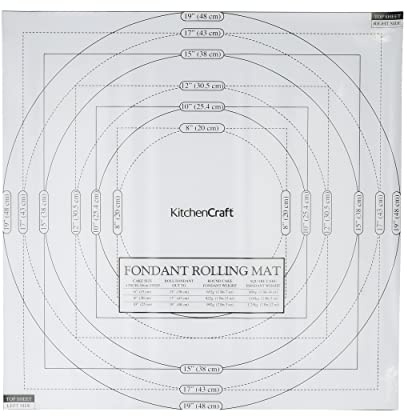 KitchenCraft Sweetly Does It Fondant-Ausroll-Unterlage als Back-Unterlage mit Maßen für Tortendekoration und antihaftbeschichtetem Plastik [2 Teile] - 50 x 50 cm