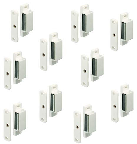 Magnetschnapper Türmagnet Möbelschnapper Türverschluss für Möbel & Türen | Möbelverschluss Kunststoff weiß | Türschnapper inkl. Schrauben | Haltekraft 4 kg | MADE IN GERMANY | 10 Stück