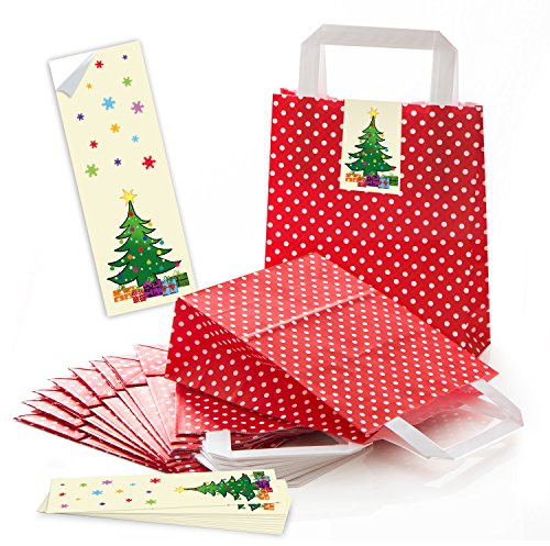 Logbuch-Verlag 10 rote Weihnachten Geschenktaschen Papiertaschen Beutel Tüten klein 18 x 8 x 22 cm Verpackung Geschenke Kunden Kinder