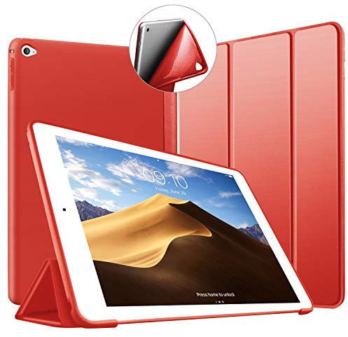 Custodia per iPad Air 2, VAGHVEO Ultra Sottile e Leggere [Auto Svegliati/Sonno] con Protezione Elevato Morbido TPU Soft Silicone Smart Cover Case per Apple iPad Air 2 (Modelli A1566 A1567), Rosso