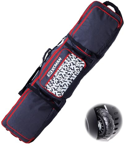 XCMAN Padded Snowboard Bag with Wheels, Extendable Roller Ski Bag for Air Traveling Adjustable Length - Extra Long/Wide/Deep,Waterproof - with Protection Ribs