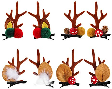 Beaupretty 4 Paare Weihnachten Hirschgeweih Haarspangen niedliche Geweih Haarnadeln Weihnachten Haarspangen Weihnachtsfeier Kopfbedeckungen für Kinder Kinder (Stil 1)