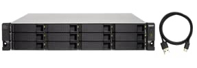 QNAP TL-R1200C-RP 12 Bay Rackmount JBOD Storage Enclosure with USB 3.2 Gen 2 Type-C Connectivity, Redundant PSU