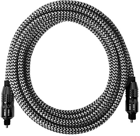 i! - 5m Premium Nylon Toslink Kabel - Optisches Digital Audiokabel LWL HiFi - weiß