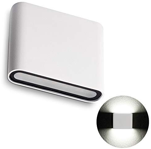 SSC-LUXon LED Wandstrahler TWEE für Aussen IP54 mit 8W neutralweiß 230V - moderne Aufbau Außenwandleuchte Up & Down in weiß