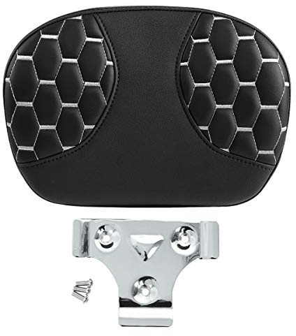 SLMOTO Detachable Leather Sissy Bar Backrest Pad Bracket Fits For Touring Road King Street Glide Dyna Fat Bob Softail Slim FLSL Street Bob Low Rider S FXLRS White Stitching