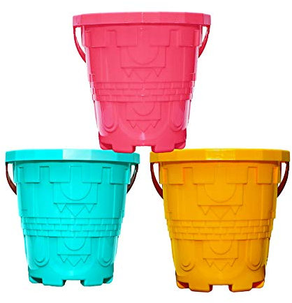 Holady Castle Model Strandeimer,7.28 Große Sandeimer Eimer Strand Wasser Pool Bad Spielzeug, Umwelt ABS Langlebig Dicker Kunststoff Komplettes Geschenkset Bundle Für Jungen Mädchen - 3er Pack