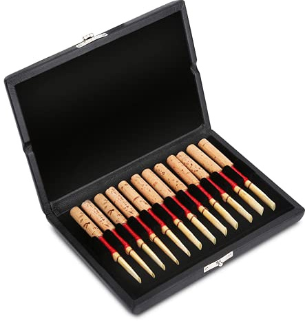 Oboe Reed Etui , Oboe Zubehör Oboe/Klarinette Reed Aufbewahrungstasche PU Oboe Reed Etui Schwarz Robuste Reed Box für Oboe Spieler für 10/12/20pcs Oboe Reeds(12 Stöcke)