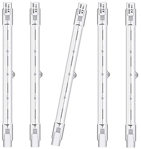 Queeplo 5 Stück R7S Halogen Leuchtmittel 230W 230V Dimmbar Warmweiß,118mm R7S Halogenstab