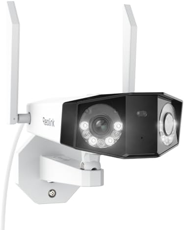 REOLINK 4K WiFi Security Camera with 180° Ultra-Wide Angle, 2.4/5GHz Plug-in Outdoor Camera, Smart Human/Vehicle/Animal Detection, Color Night Vision, Two-Way Talk, DC 12V/2A, Duo 2 WiFi