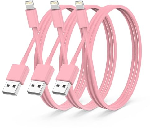 3Pack Apple MFi Certified iPhone Charger 2M Lightning to USB A Cable Pink | 2 Meters Fast Charging Cable Lead for iPhone 12 SE 2020 11 Xs Max XR X 8 Plus 7 Plus 6 Plus 5s SE iPad Pro