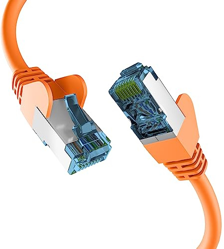 EFB-Elektronik - Câble réseau CAT. 7 jusqu'à 10 Gbit – Câble LAN 50 m Câble Ethernet Câble patch avec protection jack/anti-torsion – Connecteur RJ45, blindage S/FTP PIMF – Orange