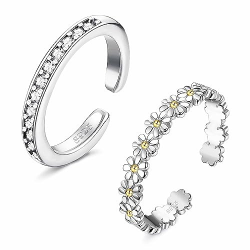 Kakonia 1-2 Piezas Anillo Del Dedo Del Pie Anillos Del Dedo Del Pie Para Damas Mujeres Plata 925 Luamaya Boho Brillo Ajustable Abierto Playa Pie Anillo Turquesa Joyería Conjunto