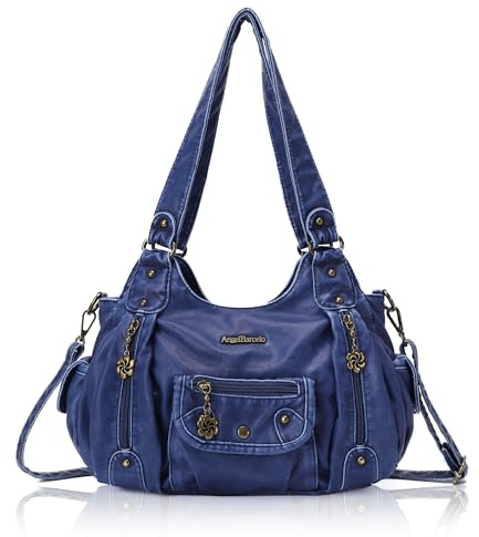 Angel Barcelo Damen-Geldbörsen und Handtaschen, PU-Leder, modische Hobo-Tasche für Mädchen, Blau 1